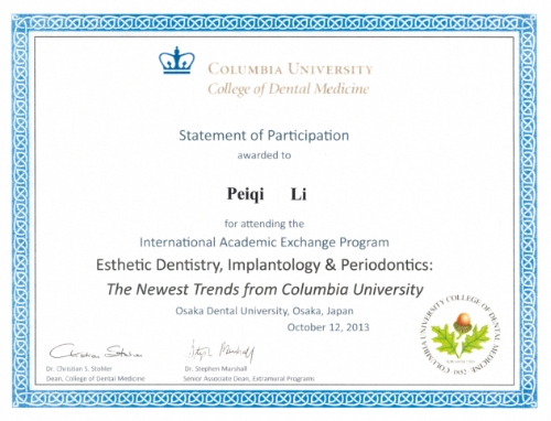 コロンビア大学インプラント学研修