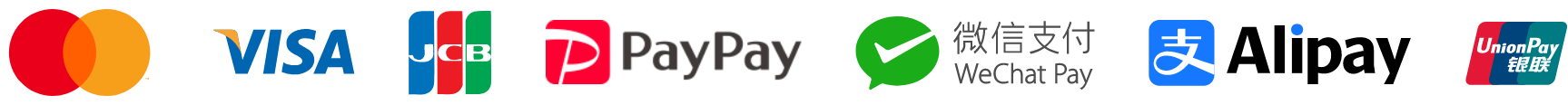 クレジットカード mastercard visa JCB PayPay WeChatPay AliPay UnionPay