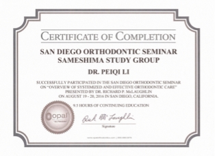 Orthodontic training at the University of Southern California(San Diego)